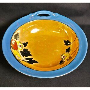Vintage Meito China Hand Painted Lusterware Bowl Japan Blue Rim Floral 8"